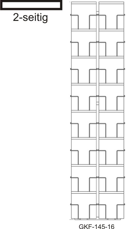 Kartenbodenständer, 145 mm Q, 32 Fächer Quadratformat, 2-reihig, 2-seitig, schwarz